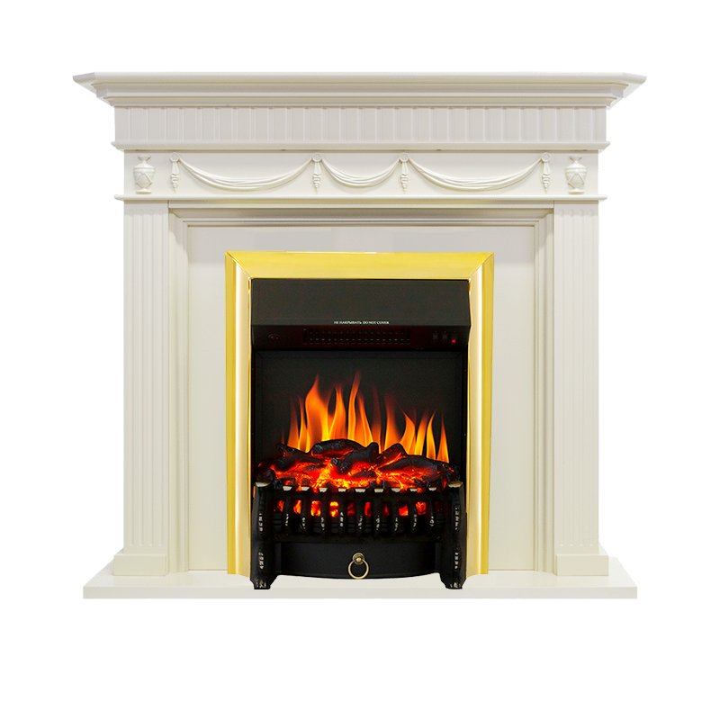 ФОТО Каминокомплект Corfu - Слоновая кость с очагом Fobos FX Brass heatsystems.ru