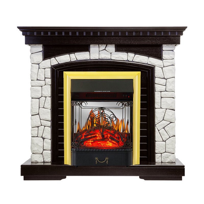 Фото Каминокомплект Glasgow - Венге / Белый с очагом Majestic FX M Brass Каминокомплекты из камня ROYAL FLAME heatsystems.ru