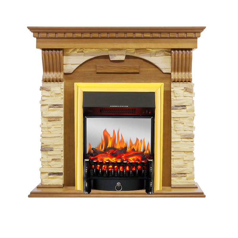 Фото Каминокомплект Dublin -  Дуб / Сланец с очагом Fobos FX M Brass Угловые каминокомплекты ROYAL FLAME heatsystems.ru