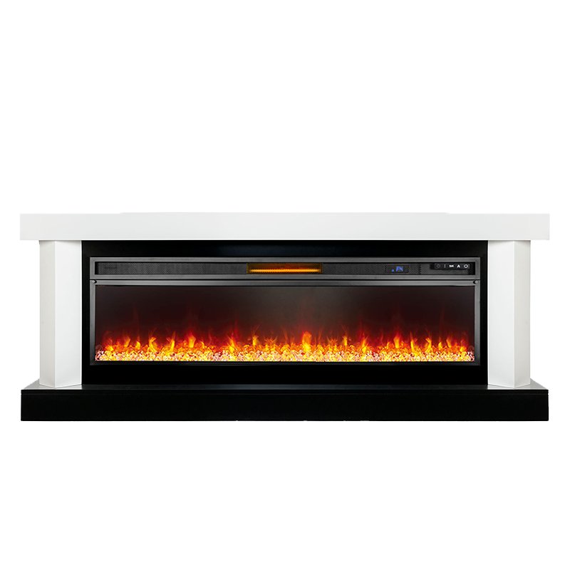 ФОТО Каминокомплект Vancouver 60 - Белый с черным с очагом Vision 60 LED heatsystems.ru