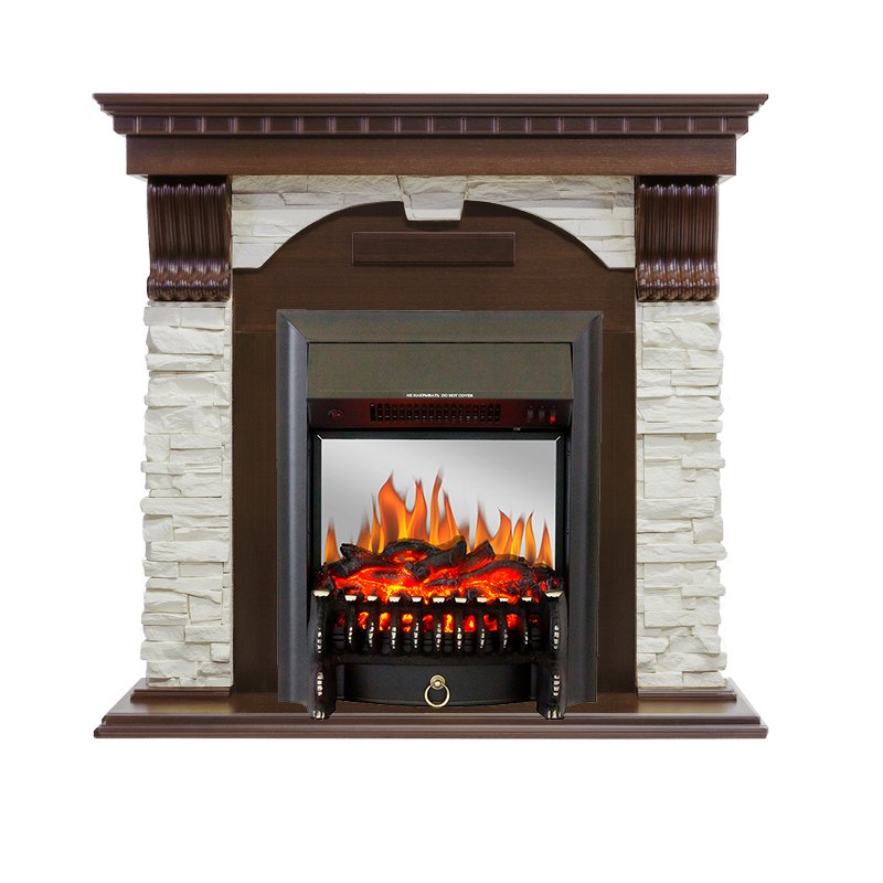 Фото Каминокомплект Dublin угловой - Темный дуб / Сланец белый с очагом Fobos FX M Black Угловые каминокомплекты ROYAL FLAME heatsystems.ru