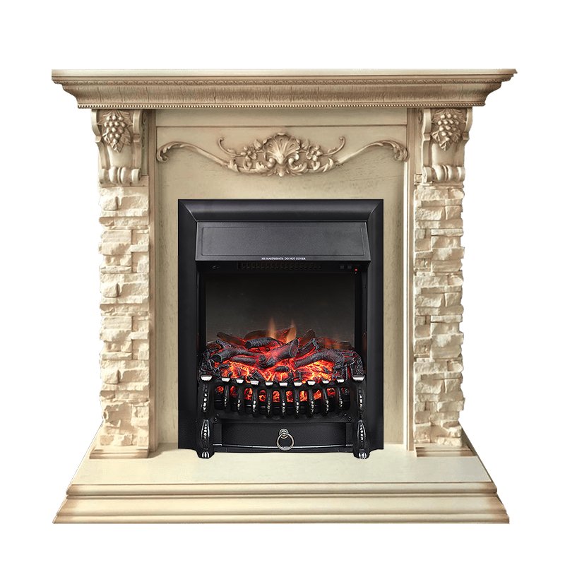 Фото Каминокомплект Adriana - Cлоновая кость с очагом Fobos FX Black Каминокомплекты из камня ROYAL FLAME heatsystems.ru