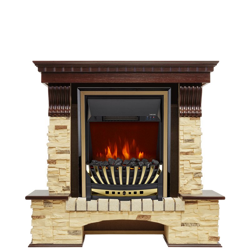 Фото Каминокомплект Pierre Luxe - Темный дуб / Сланец с очагом Aspen Gold Угловые каминокомплекты ROYAL FLAME heatsystems.ru