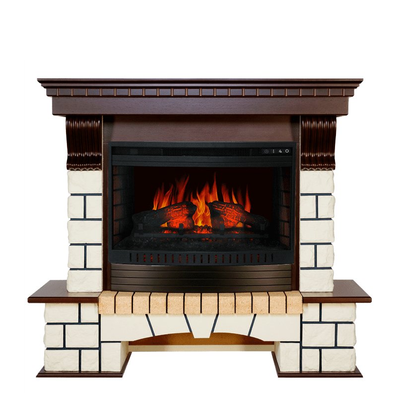 Фото Каминокомплект Pierre Luxe - Темный дуб / Белый (Высота 1075мм) с очагом Dioramic 26 LED FX Угловые каминокомплекты ROYAL FLAME heatsystems.ru