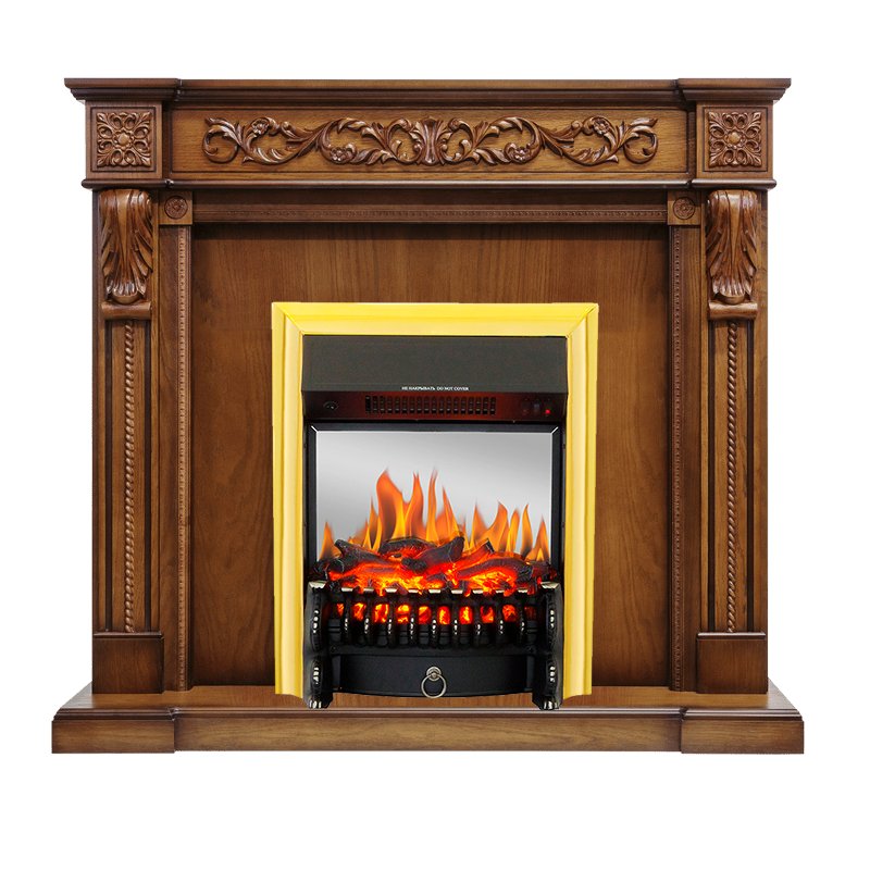 ФОТО Каминокомплект Neapol - Дуб антик с очагом Fobos FX M Brass heatsystems.ru