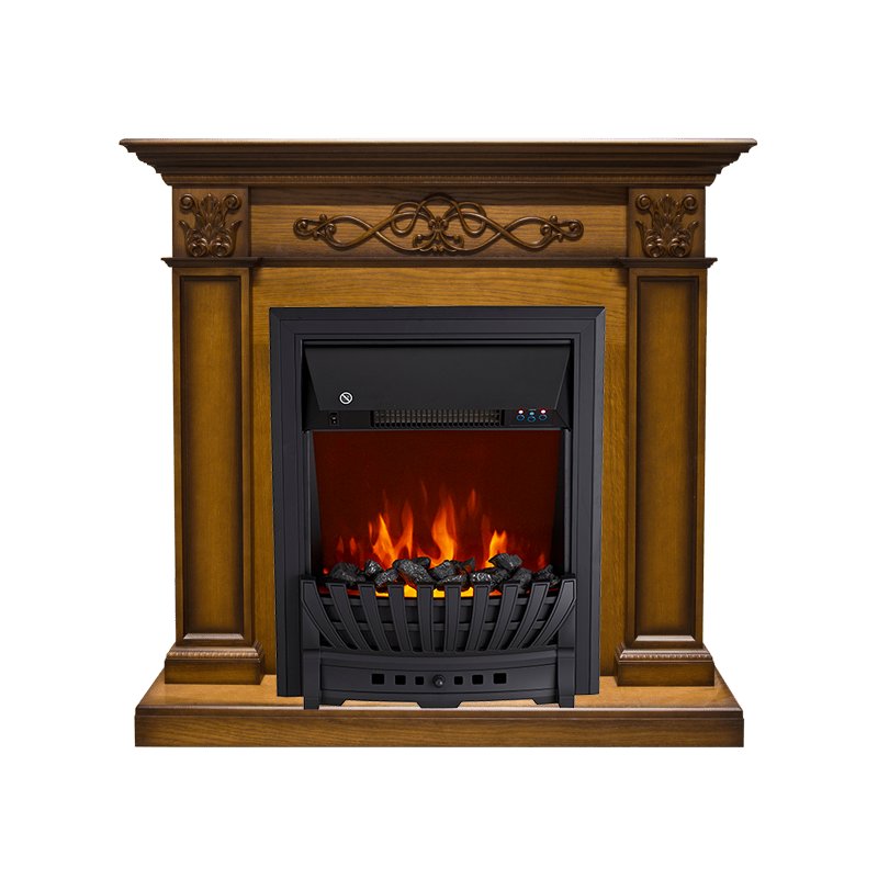 ФОТО Каминокомплект Verona - Дуб антик с очагом Aspen Black heatsystems.ru