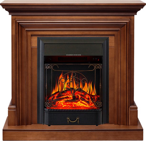 Фото Каминокомплект Bradford - Орех с очагом Majestic FX Black Линейные очаги ROYAL FLAME heatsystems.ru