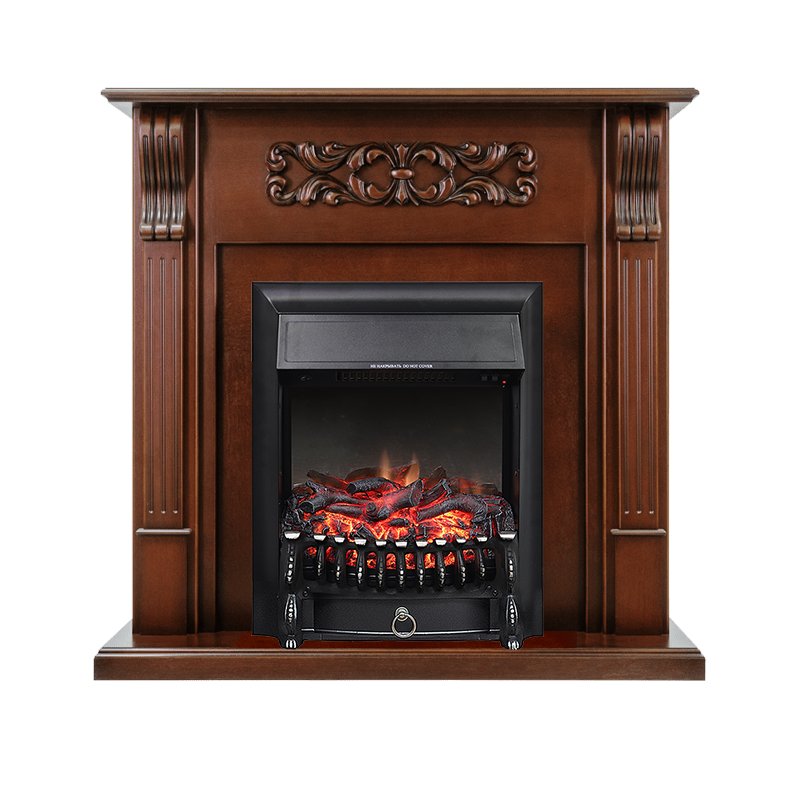 ФОТО Каминокомплект Venice - Махагон коричневый антик с очагом Fobos FX Black heatsystems.ru