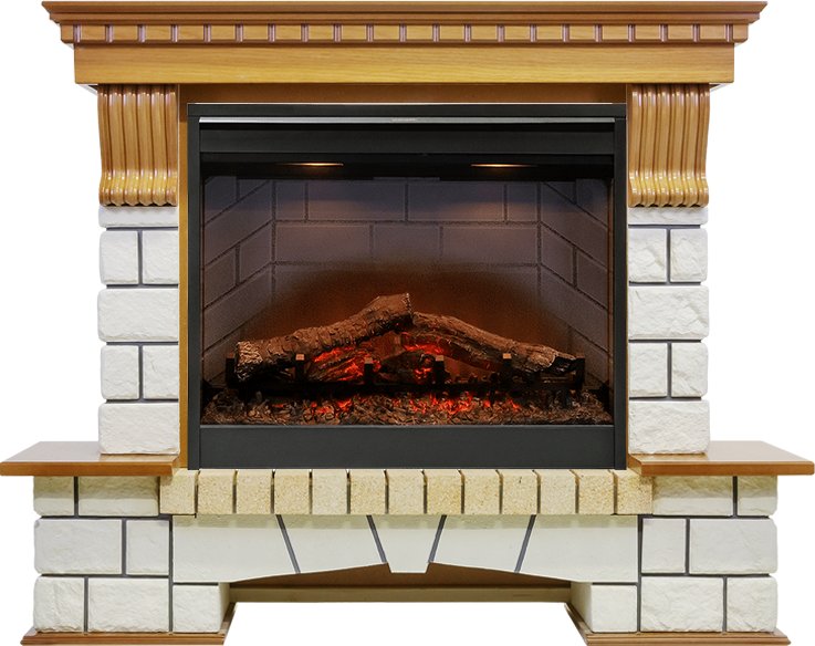 Фото Каминокомплект Pierre Luxe - Дуб / Белый с очагом Symphony 26'' DF2608-INT Линейные очаги ROYAL FLAME heatsystems.ru