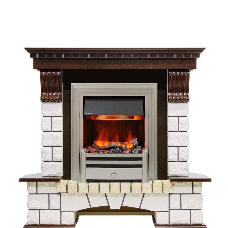 Фото Каминокомплект Pierre Luxe угловой - Темный дуб / Белый (Высота 1050мм) с очагом Chesford Угловые каминокомплекты DIMPLEX heatsystems.ru