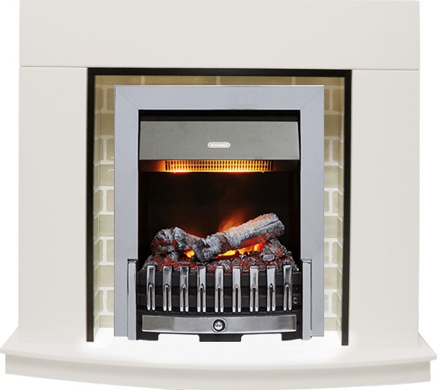 Фото Каминокомплект Montana - Белый с очагом Danville Chrome FB2 Деревянные каминокомплекты DIMPLEX heatsystems.ru