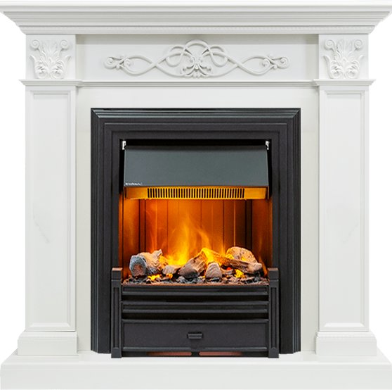 Фото Каминокомплект Verona - Белый дуб с очагом Brookline Black Деревянные каминокомплекты DIMPLEX heatsystems.ru