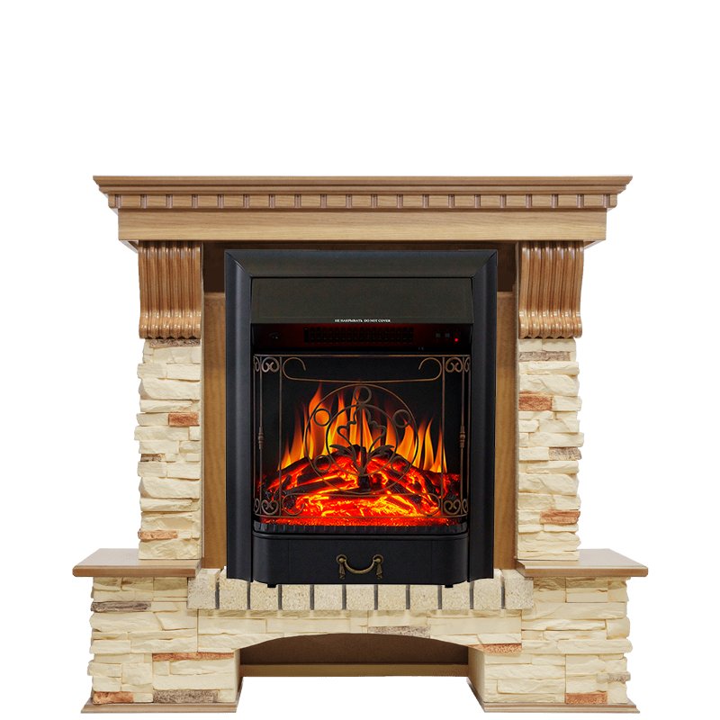 Фото Каминокомплект Pierre Luxe - Дуб / Сланец с очагом Majestic FX Black Угловые каминокомплекты ROYAL FLAME heatsystems.ru