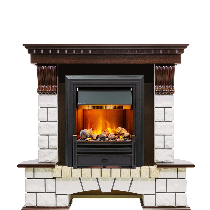 Фото Каминокомплект Pierre Luxe угловой - Темный дуб / Белый (Высота 1050мм) с очагом Brookline Black Угловые каминокомплекты DIMPLEX heatsystems.ru