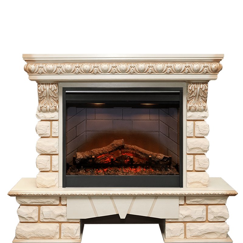 Фото Каминокомплект Pierre Luxe Lord - Слоновая кость/Шампань с очагом Symphony 26'' DF2608-INT Каминокомплекты из камня DIMPLEX heatsystems.ru