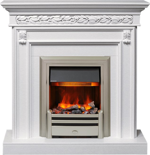 Фото Каминокомплект Valletta - Белый (Ширина 1040 мм) с очагом Chesford Линейные очаги ROYAL FLAME heatsystems.ru