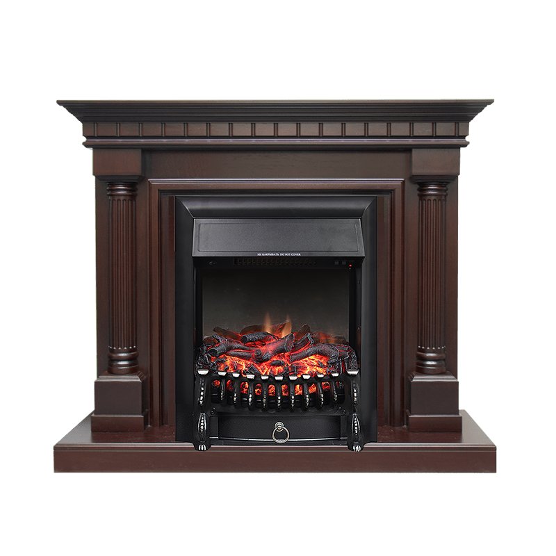 ФОТО Каминокомплект Dallas - Темный дуб с очагом Fobos FX Black heatsystems.ru