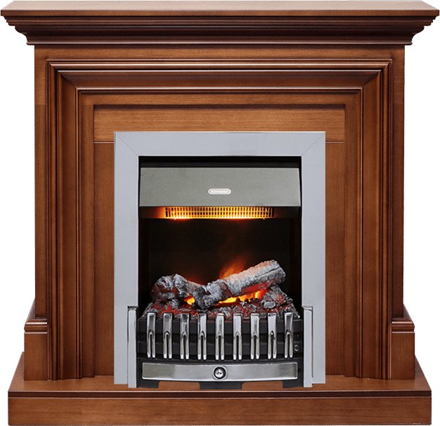 Фото Каминокомплект Bradford - Орех с очагом Danville Chrome FB2 Линейные очаги ROYAL FLAME heatsystems.ru