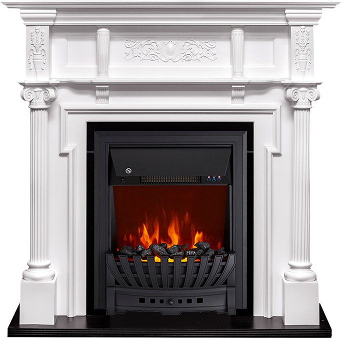 Фото Каминокомплект Oxford - Белый с очагом Aspen Black Линейные очаги ROYAL FLAME heatsystems.ru