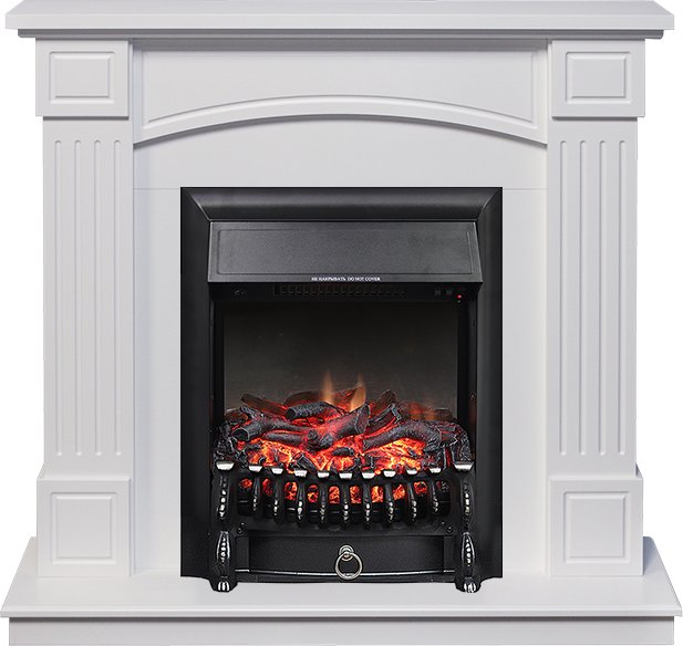 Фото Каминокомплект Boston - Белый (Высота 925см) с очагом Fobos FX Black Линейные очаги ROYAL FLAME heatsystems.ru