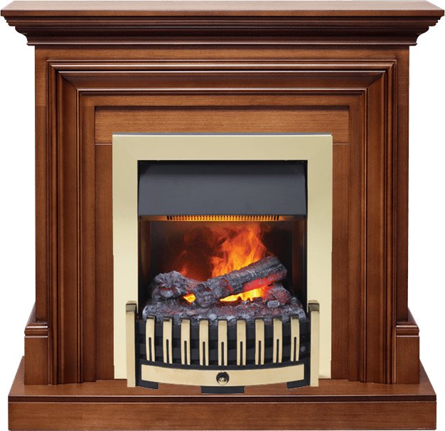 Фото Каминокомплект Bradford - Орех с очагом Danville Brass FB2 Линейные очаги ROYAL FLAME heatsystems.ru