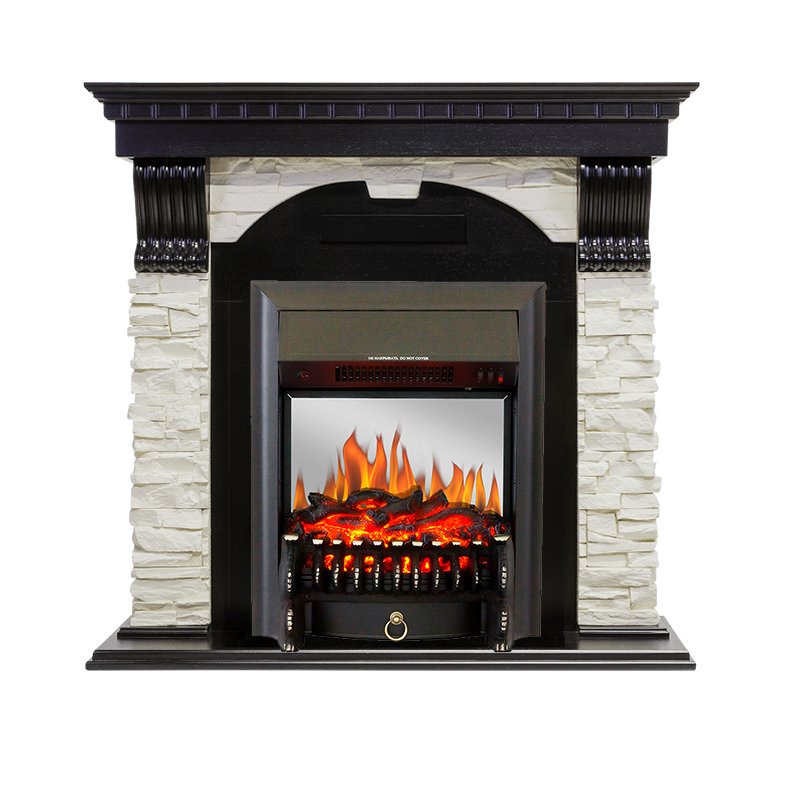 Фото Каминокомплект Dublin - Венге / Сланец белый с очагом Fobos FX M Black Угловые каминокомплекты ROYAL FLAME heatsystems.ru