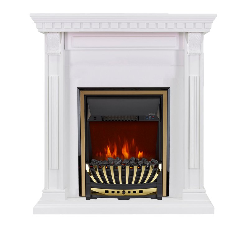 ФОТО Каминокомплект Orlean - Белый с очагом Aspen Gold heatsystems.ru