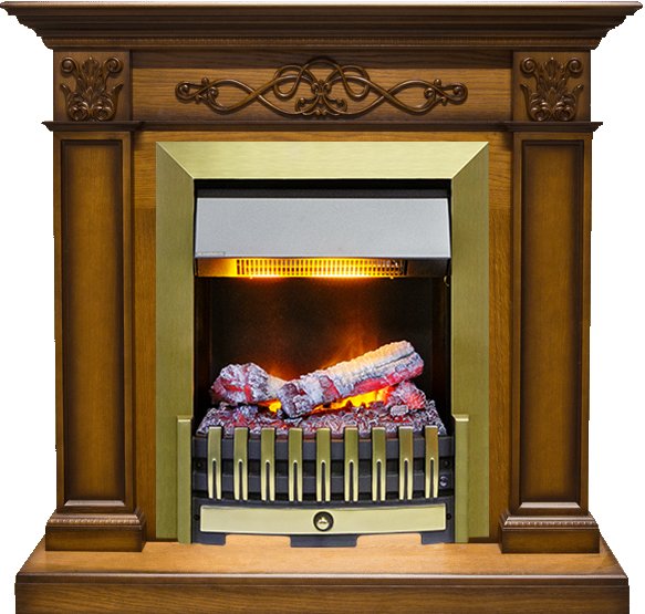 Фото Каминокомплект Verona - Дуб антик с очагом Danville Antique Brass FB2 Деревянные каминокомплекты DIMPLEX heatsystems.ru