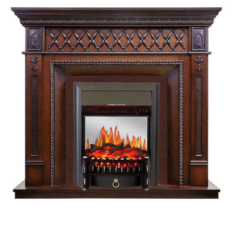 Фото Каминокомплект Alexandria - махагон коричневый антик с очагом Fobos FX M Black Угловые каминокомплекты ROYAL FLAME heatsystems.ru