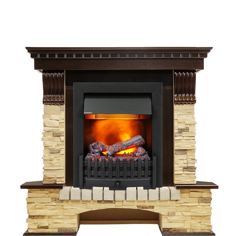 Фото Каминокомплект Pierre Luxe угловой - Темный дуб / Сланец (Высота 1050мм) с очагом Danville Black FB2 Угловые каминокомплекты DIMPLEX heatsystems.ru