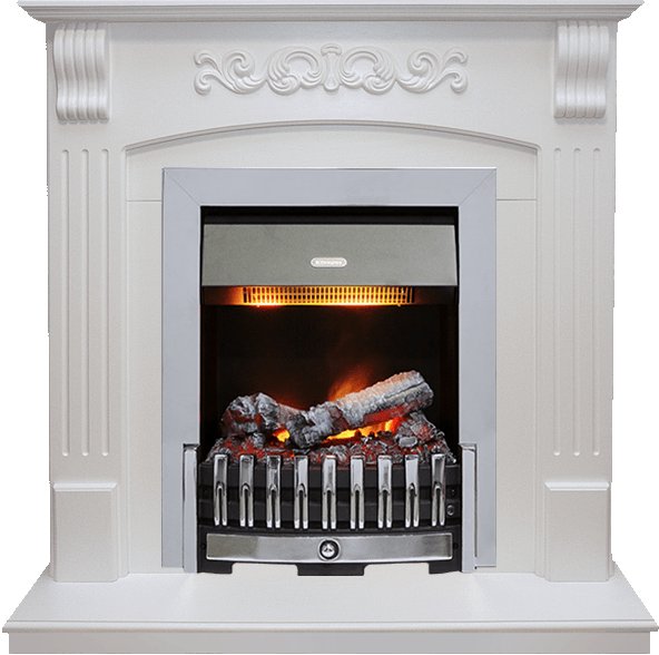 Фото Каминокомплект Sorrento угловой - Белый дуб с очагом Danville Chrome FB2 Угловые каминокомплекты DIMPLEX heatsystems.ru