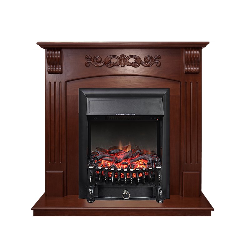Фото Каминокомплект Sorrento угловой - Орех с очагом Fobos FX Black Угловые каминокомплекты ROYAL FLAME heatsystems.ru