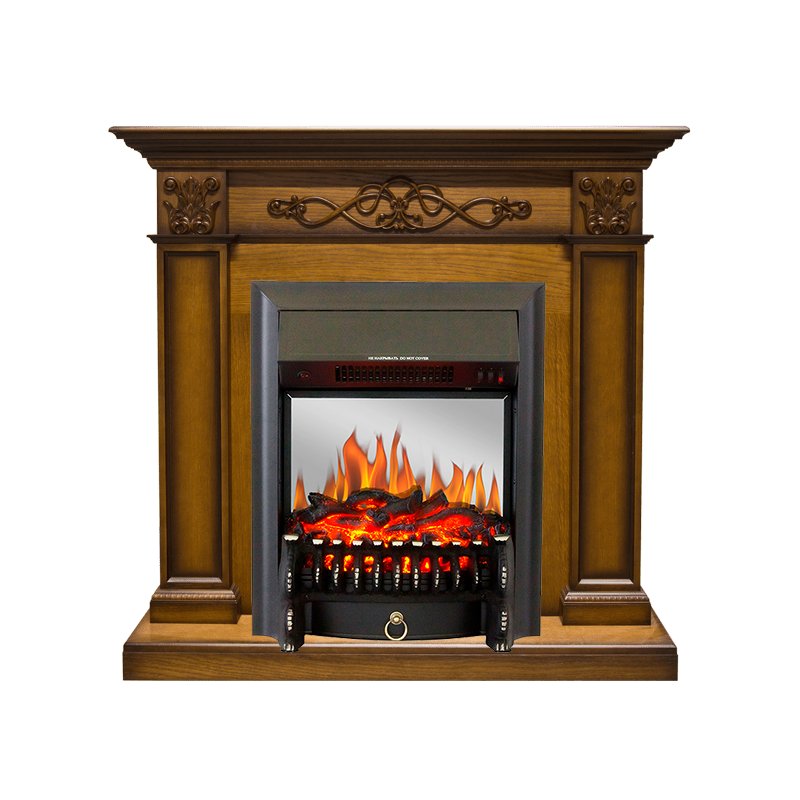 ФОТО Каминокомплект Verona - Дуб антик с очагом Fobos FX M Black heatsystems.ru