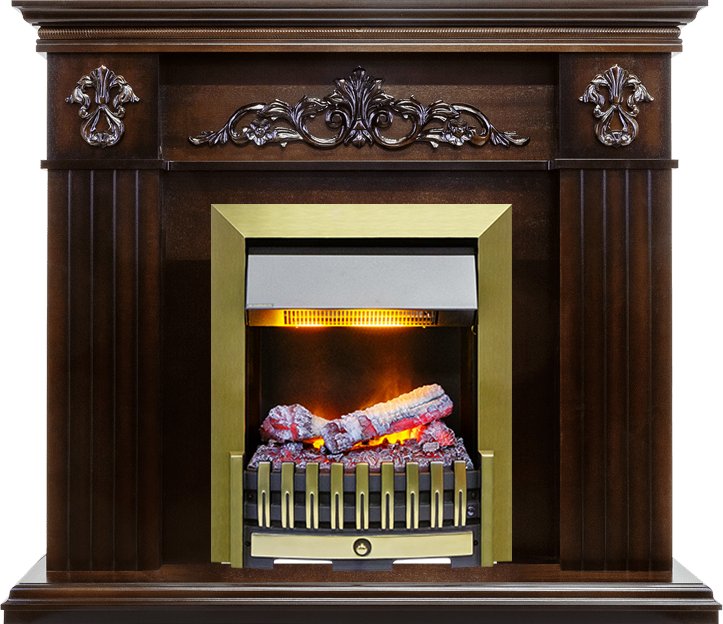 Фото Каминокомплект Provence - Коньяк с очагом Danville Antique Brass FB2 Деревянные каминокомплекты DIMPLEX heatsystems.ru