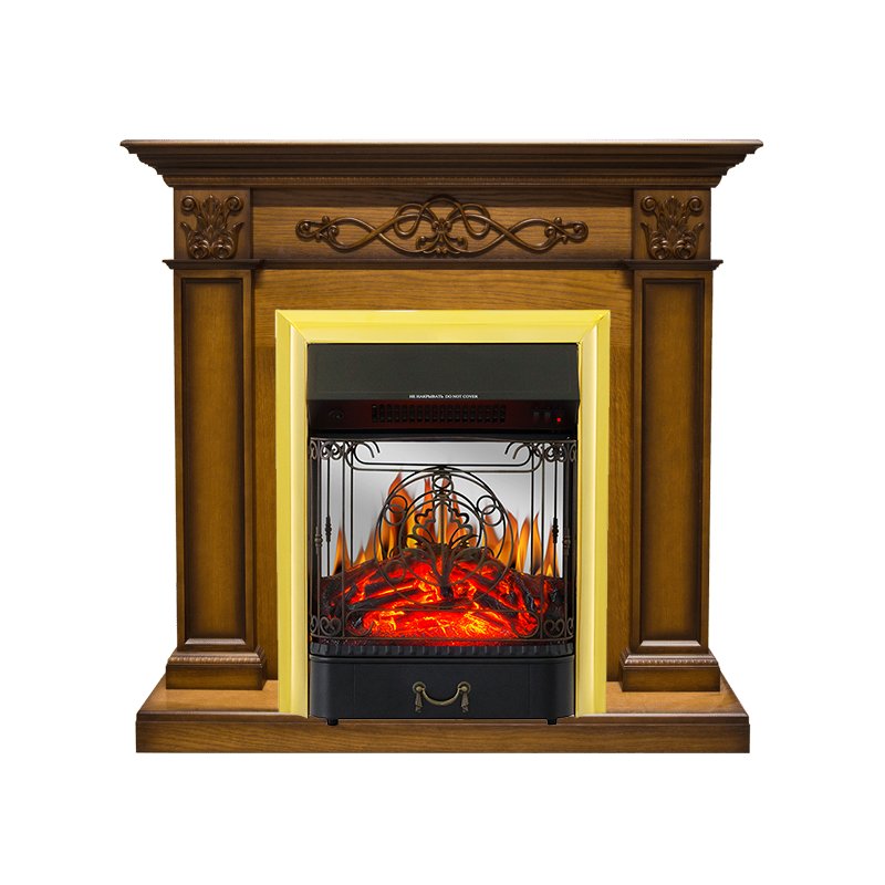 ФОТО Каминокомплект Verona - Дуб антик с очагом Majestic FX M Brass heatsystems.ru