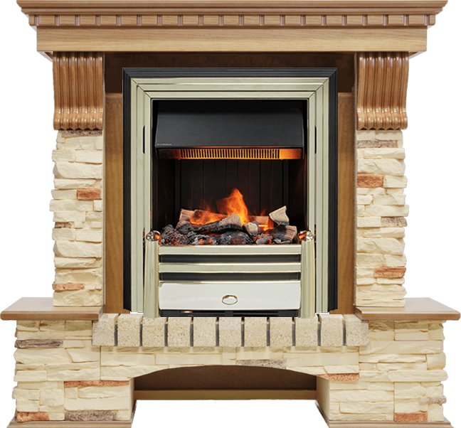 Фото Каминокомплект Pierre Luxe - Дуб / Сланец с очагом Cavendish Каминокомплекты из камня DIMPLEX heatsystems.ru