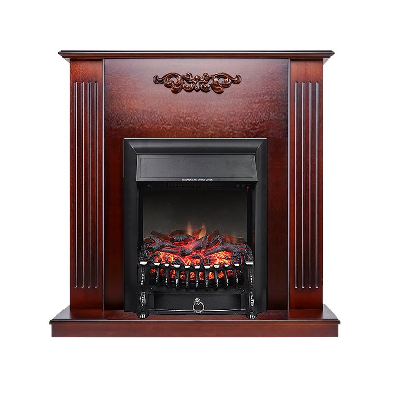 ФОТО Каминокомплект Lumsden - Махагон коричневый антик с очагом Fobos FX Black heatsystems.ru