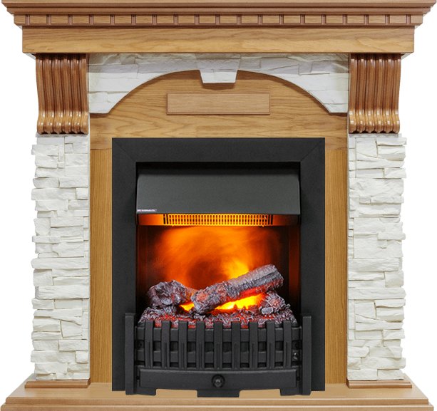 Изображение DIMPLEX heatsystems.ru Фото Каминокомплект Dublin - Дуб / Сланец белый с очагом Danville Black FB2 Каминокомплекты из камня DIMPLEX heatsystems.ru