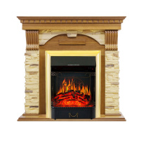Каминокомплект Dublin -  Дуб / Сланец с очагом Majestic FX Brass