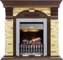 Каминокомплект Dublin угловой - Темный дуб / Сланец с очагом Danville Chrome FB2