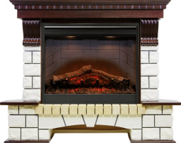 Каминокомплект Pierre Luxe угловой - Темный дуб / Белый с очагом Symphony 26'' DF2608-INT