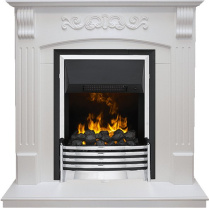 Каминокомплект Sorrento угловой - Белый дуб с очагом Flagstaff