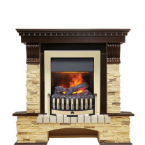 Каминокомплект Pierre Luxe угловой - Темный дуб / Сланец (Высота 1050мм) с очагом Danville Brass FB2