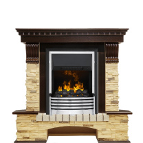 Каминокомплект Pierre Luxe угловой - Темный дуб / Сланец (Высота 1050мм) с очагом Flagstaff